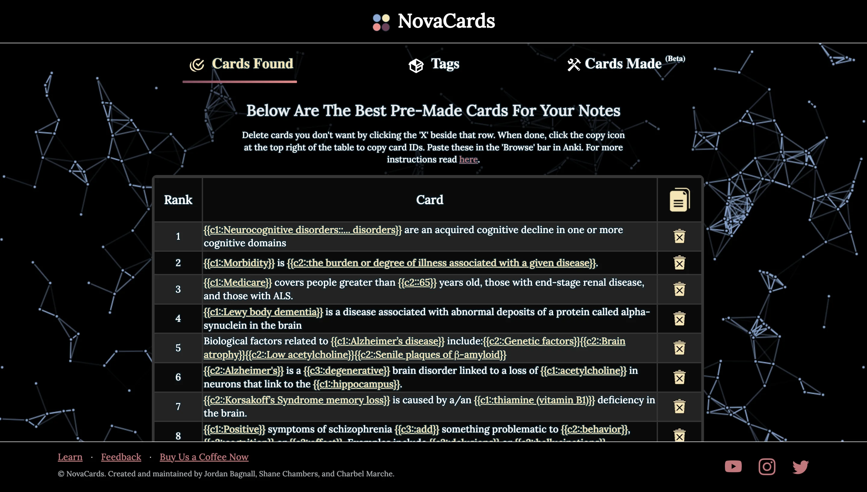 An example of the Anki cards from the AnKing deck that come from a NovaCards search